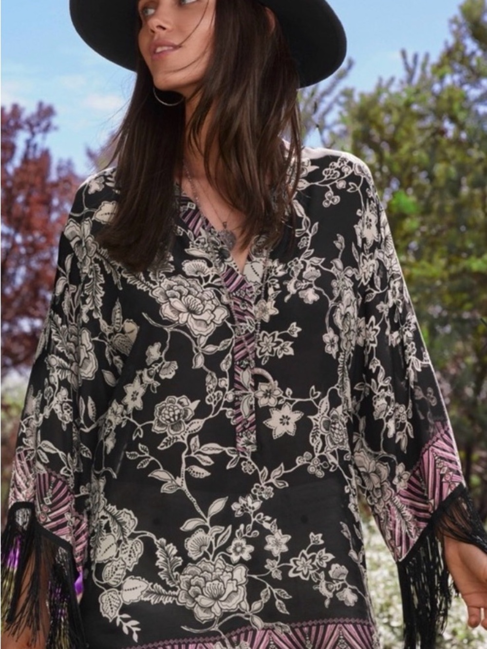 Johnny Was Fringe Lilac Floral Tunic 🦋
